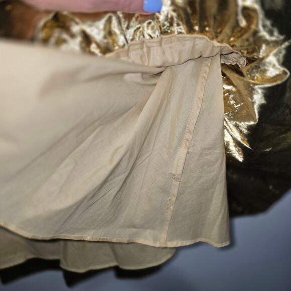 LoveShackFancy Kylie Mini Skirt Miami Glow Gold Lame Tiered Ruffle Size 69 NEW - Picture 9 of 12